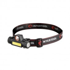Ліхтар налобний акумуляторний, XPE + COB, 125 лм, магніт INTERTOOL LB-0309